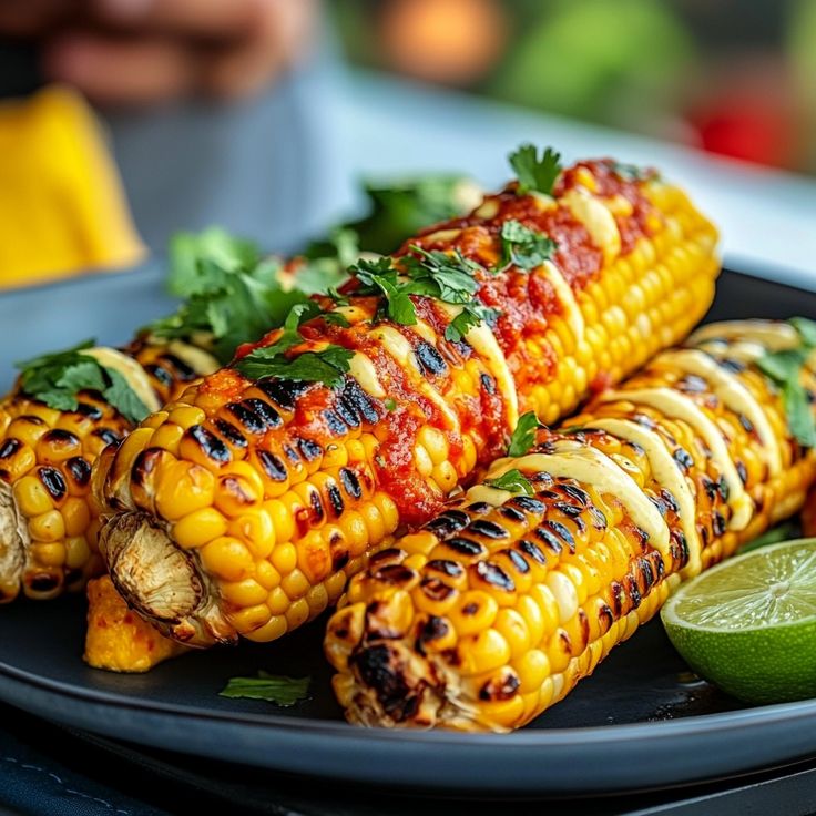 this is a Grilled Corn on the Cob with Chili-lime butter