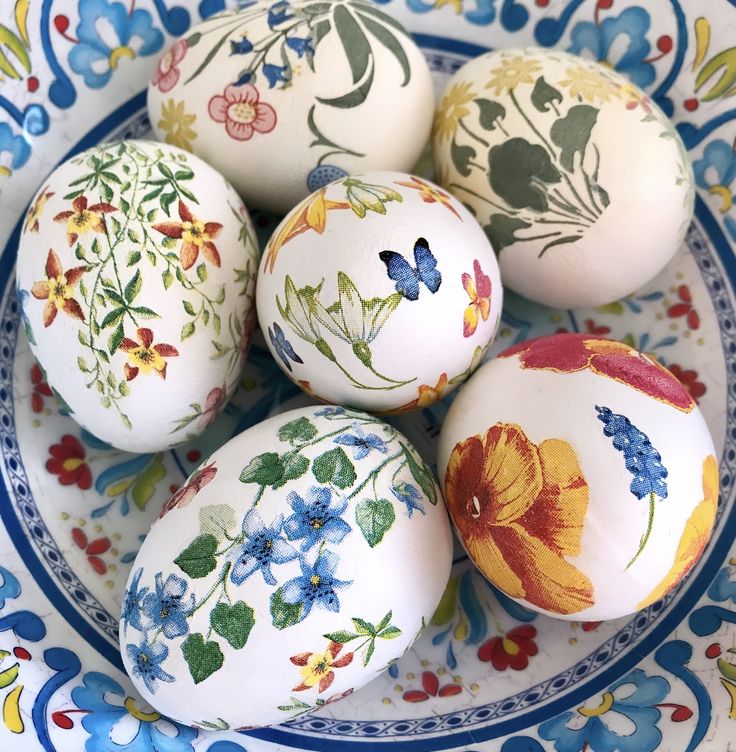 this picture contains eggs with decoupage designs