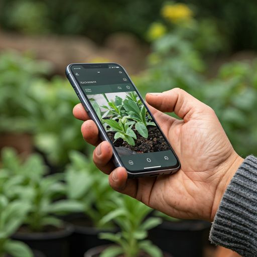 this post contains a man holding a phone in his garden 