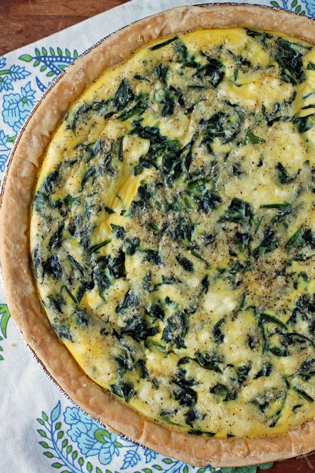 this picture contains a Savory Spinach and Feta Quiche