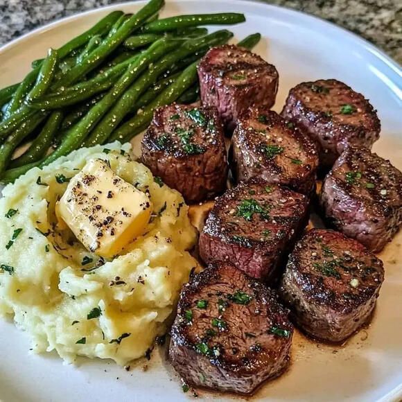 this is a Steak Bites with Green Beans and Potatoes