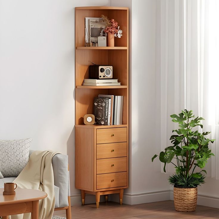 this is a Tall cornered   Cabinet for storage solution