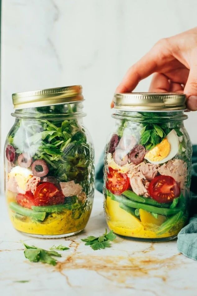 this is a Tuna Nicoise Salad Jar 