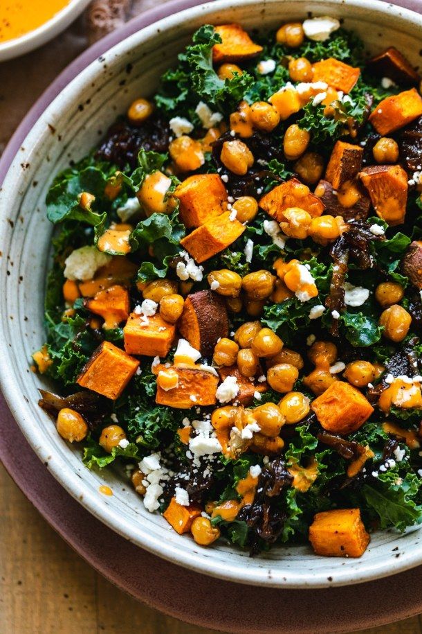 this is a Roasted Sweet Potato & Kale Salad Jar
