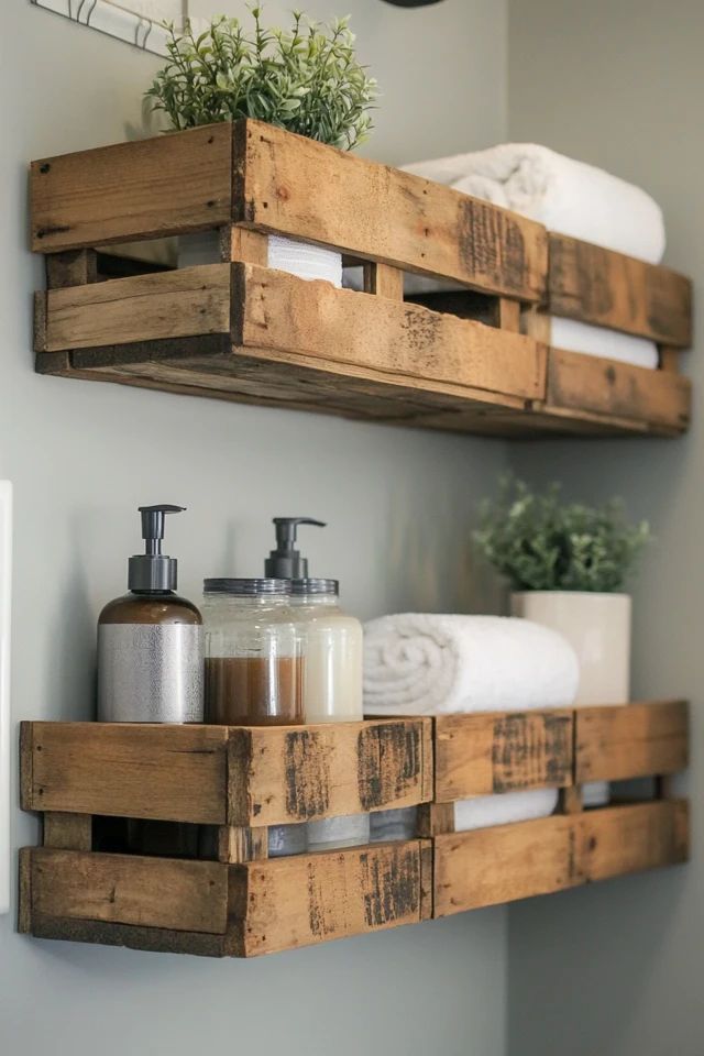 this is a Wooden Crate Shelve