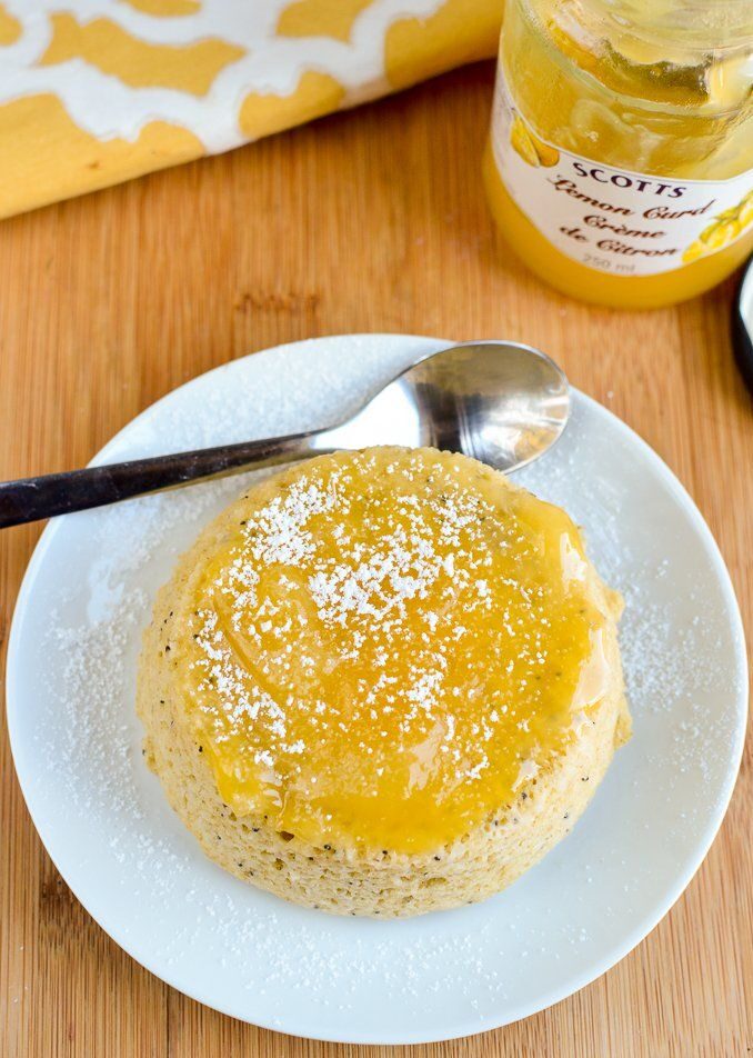 this is a lemon poppy seed mug cake.